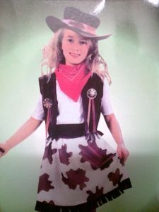 Kids Costumes to Hire - Cowgirl - 5pce (hat, waist coat, belt,  scarf & skirt)