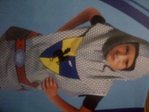 Kids Costumes to Hire - Knight bib & headpiece.