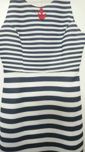 Adult Female Costumes to Hire - Nautical dress - navy & white stripes