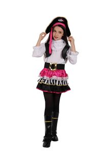 Kids Costumes to Hire - Pirate Girl - Pink & Black - Age10
