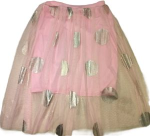 Adult Female Costumes to Hire - Pink skirt with silver polka net