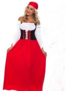 Adult Female Costumes to Hire - German Girl dress - long- red