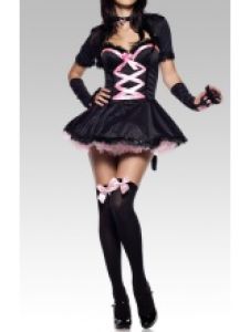 Adult Female Costumes to Hire - Black dress with pink detail
