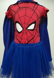 Kids Costumes to Hire - Spider Girl - Red top, blue tutu & cape - 3pce