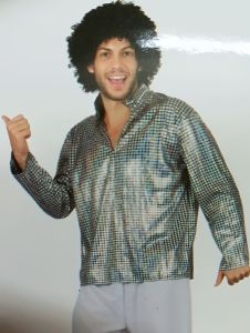 Adult Male Costumes to Hire - Disco Male Shirt & white pants
